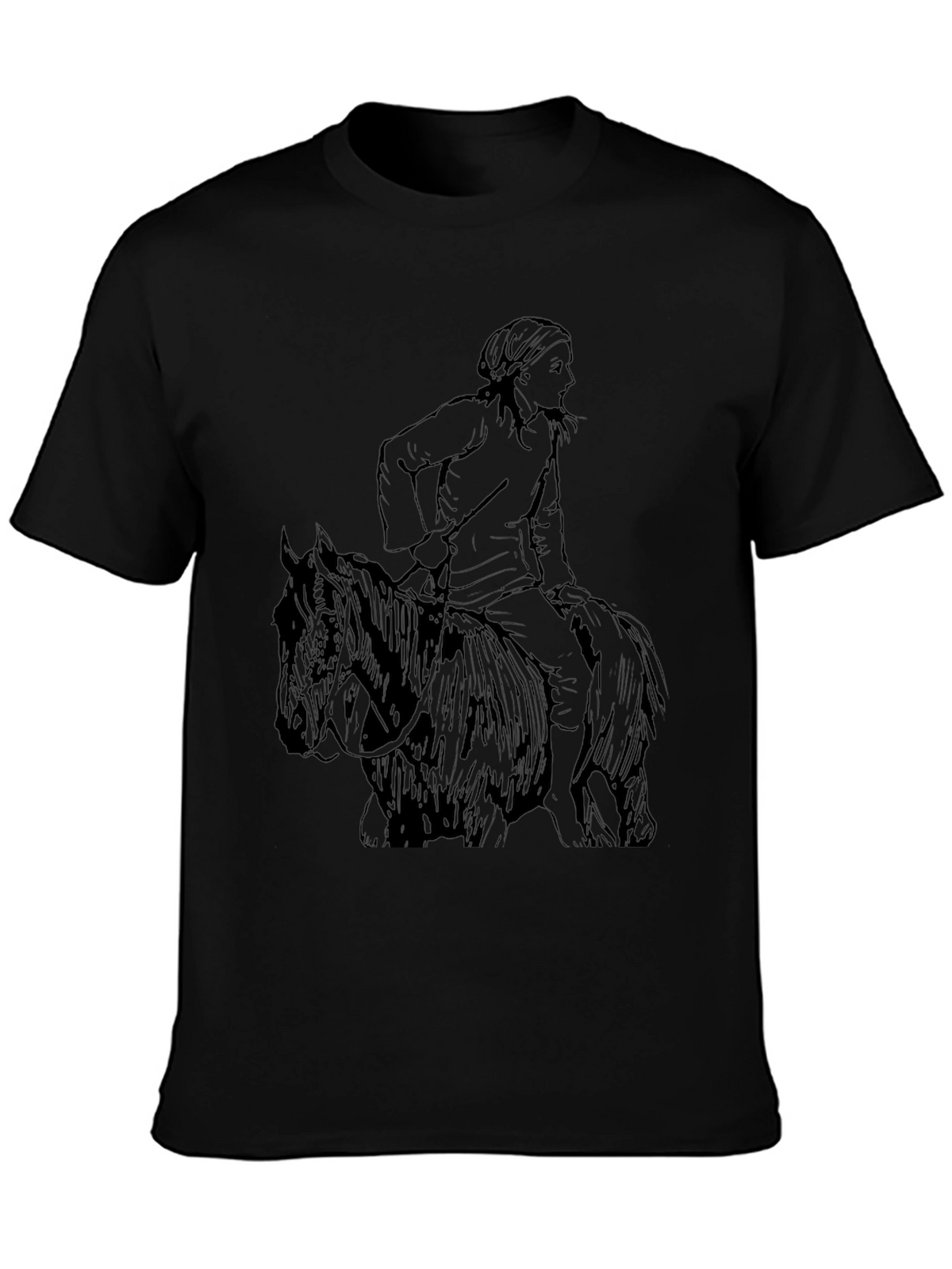 Black T-Shirt with Equestrian Graphic Tee