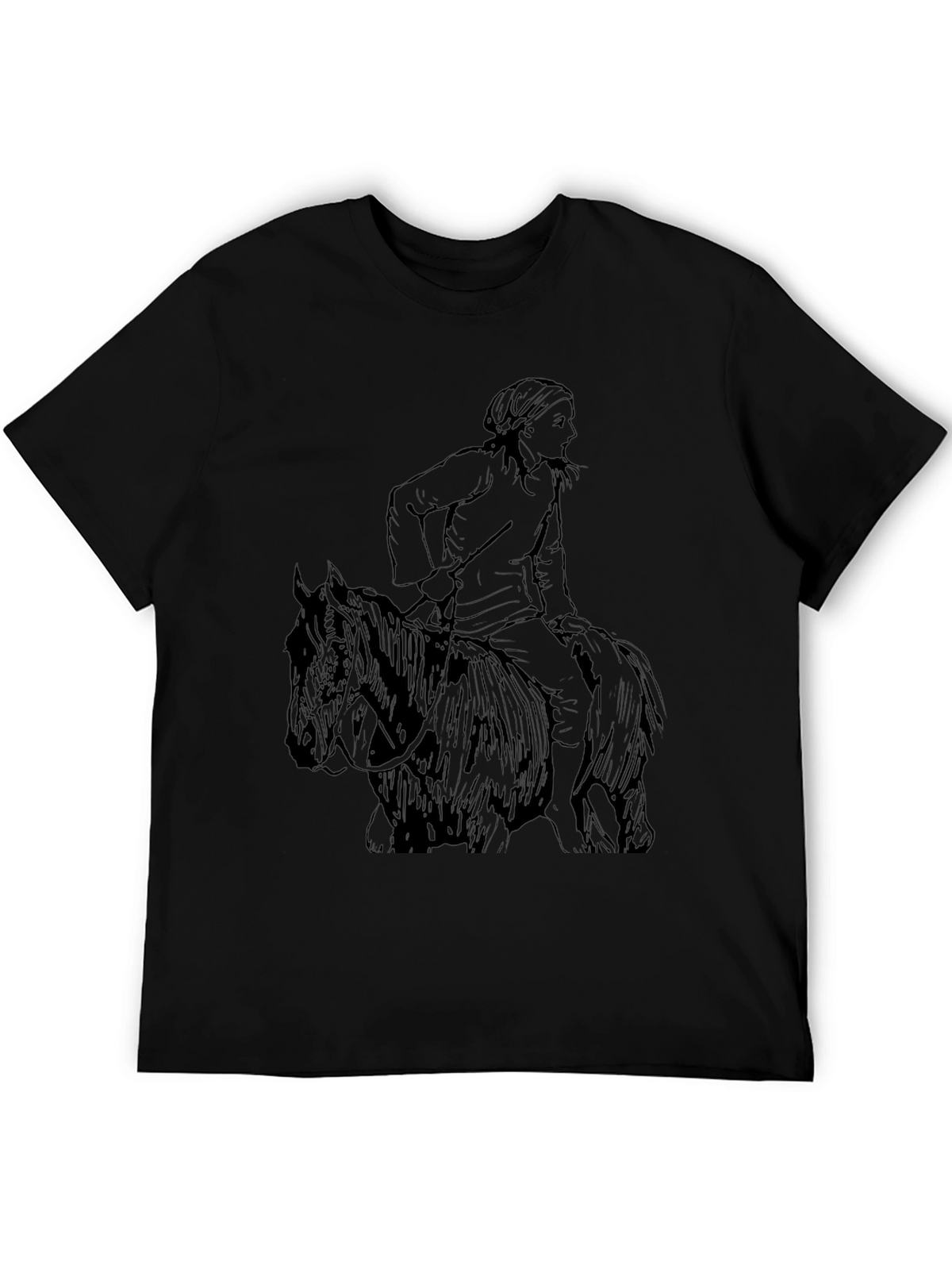 Black T-Shirt with Equestrian Graphic Tee