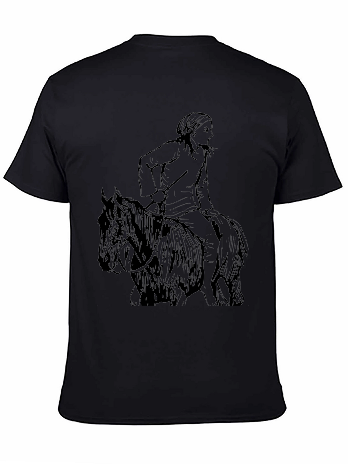 Black T-Shirt with Equestrian Graphic Tee