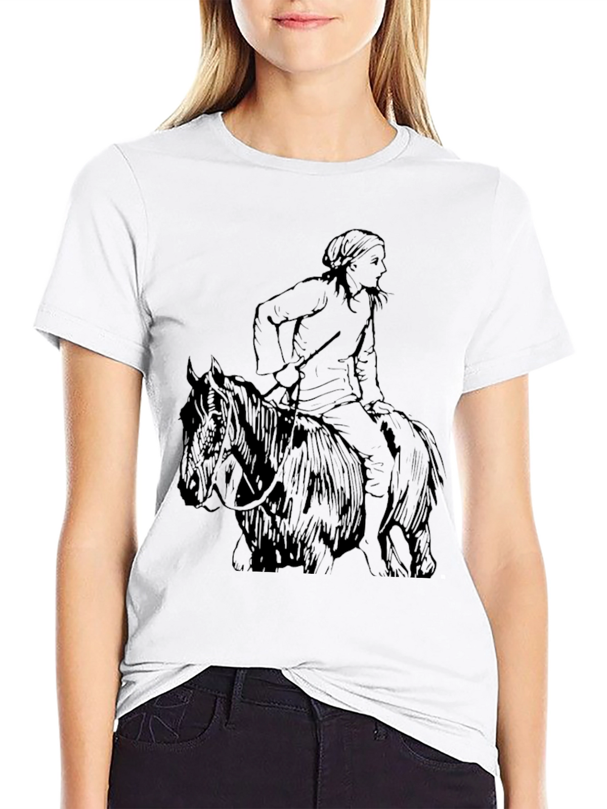 Black T-Shirt with Equestrian Graphic Tee