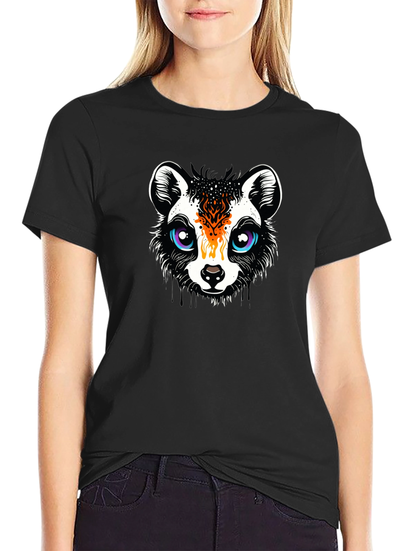 Funky Raccoon Graphic Tee - Black