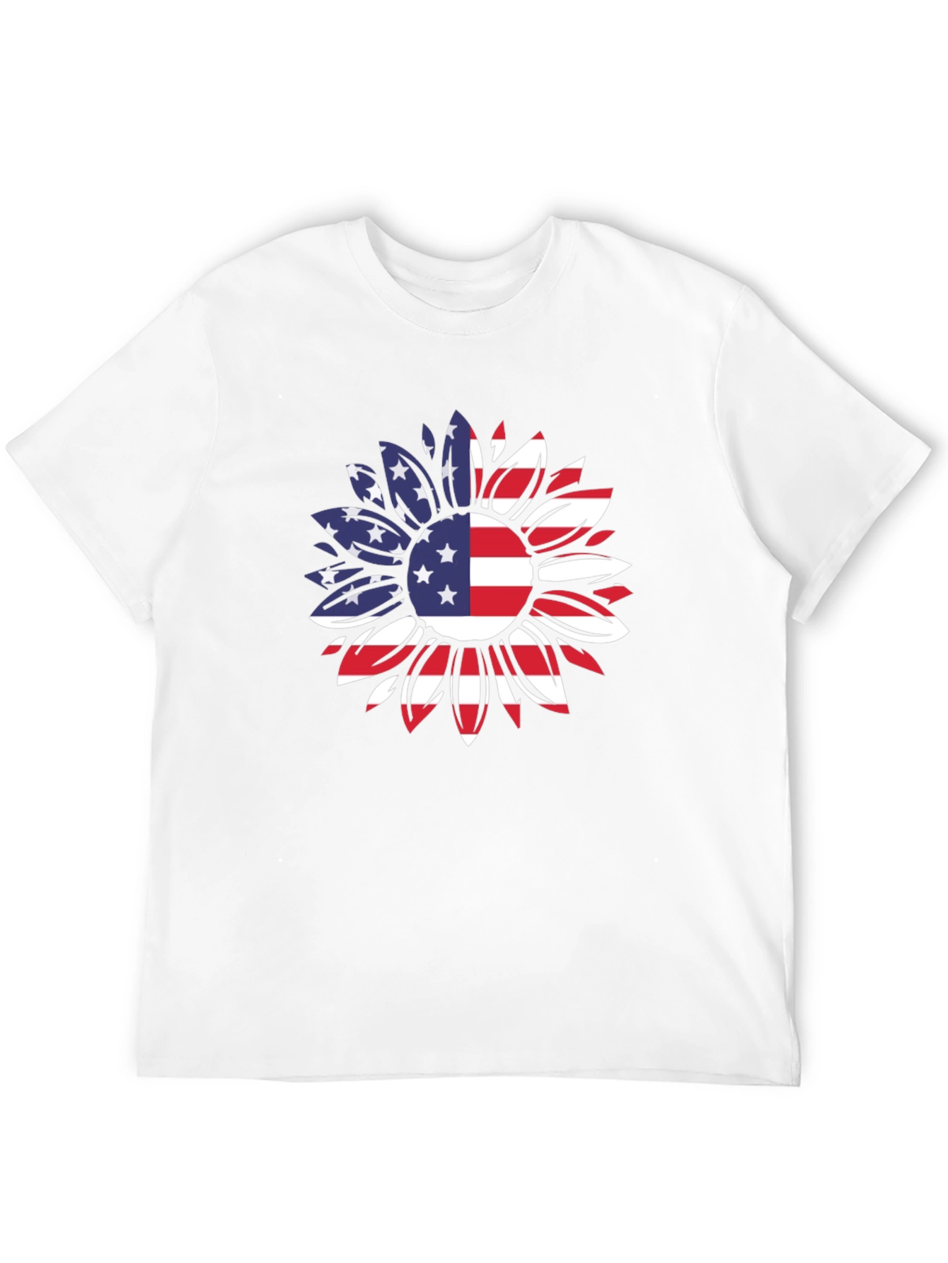 USA Flag Sunflower Graphic T-Shirt