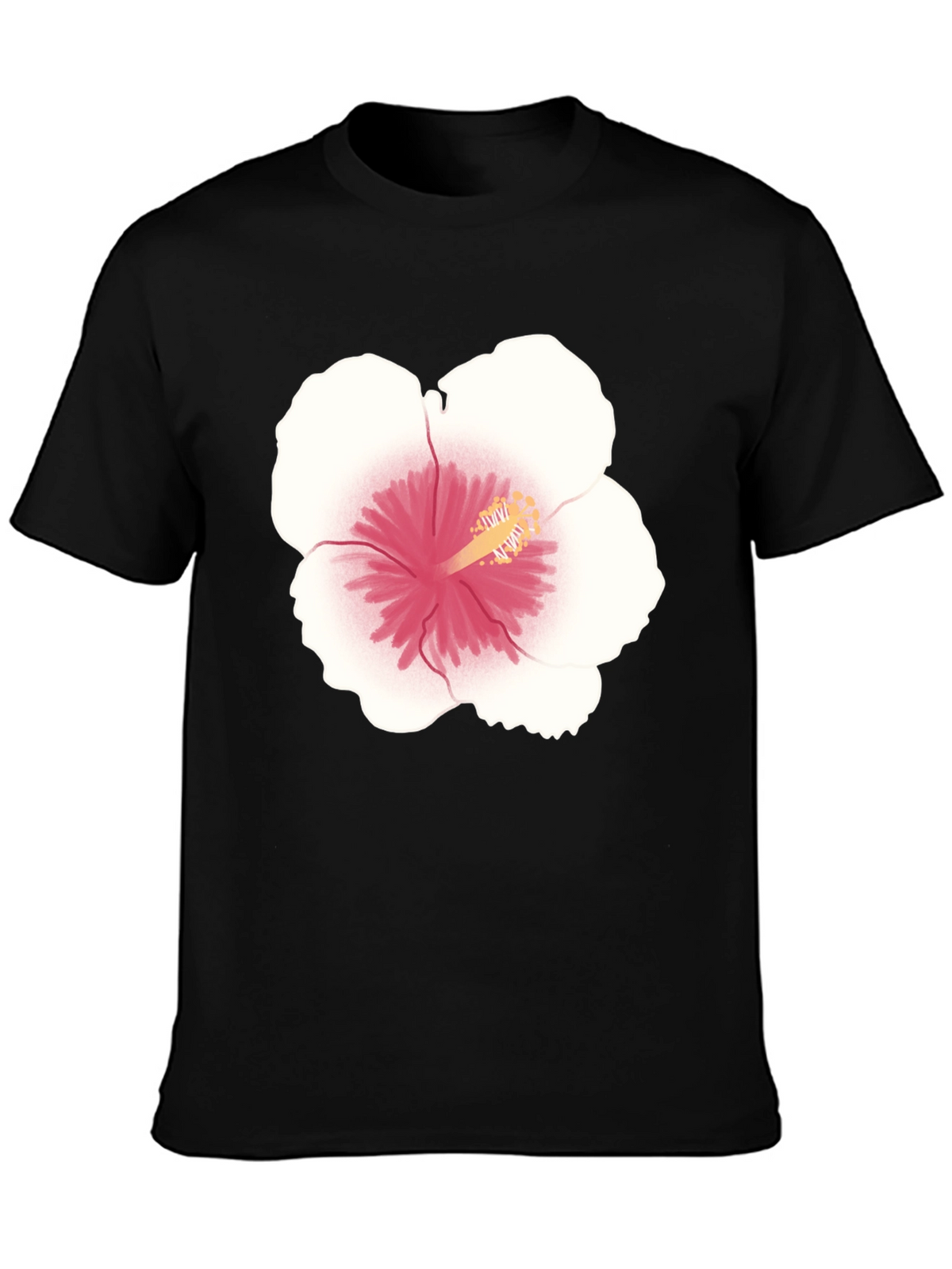 Hibiscus Flower Graphic Tee - Black