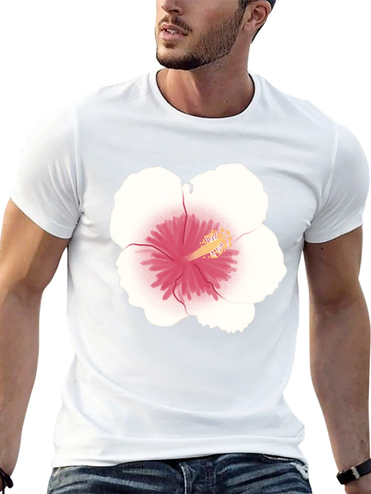 Hibiscus Flower Graphic Tee - Black