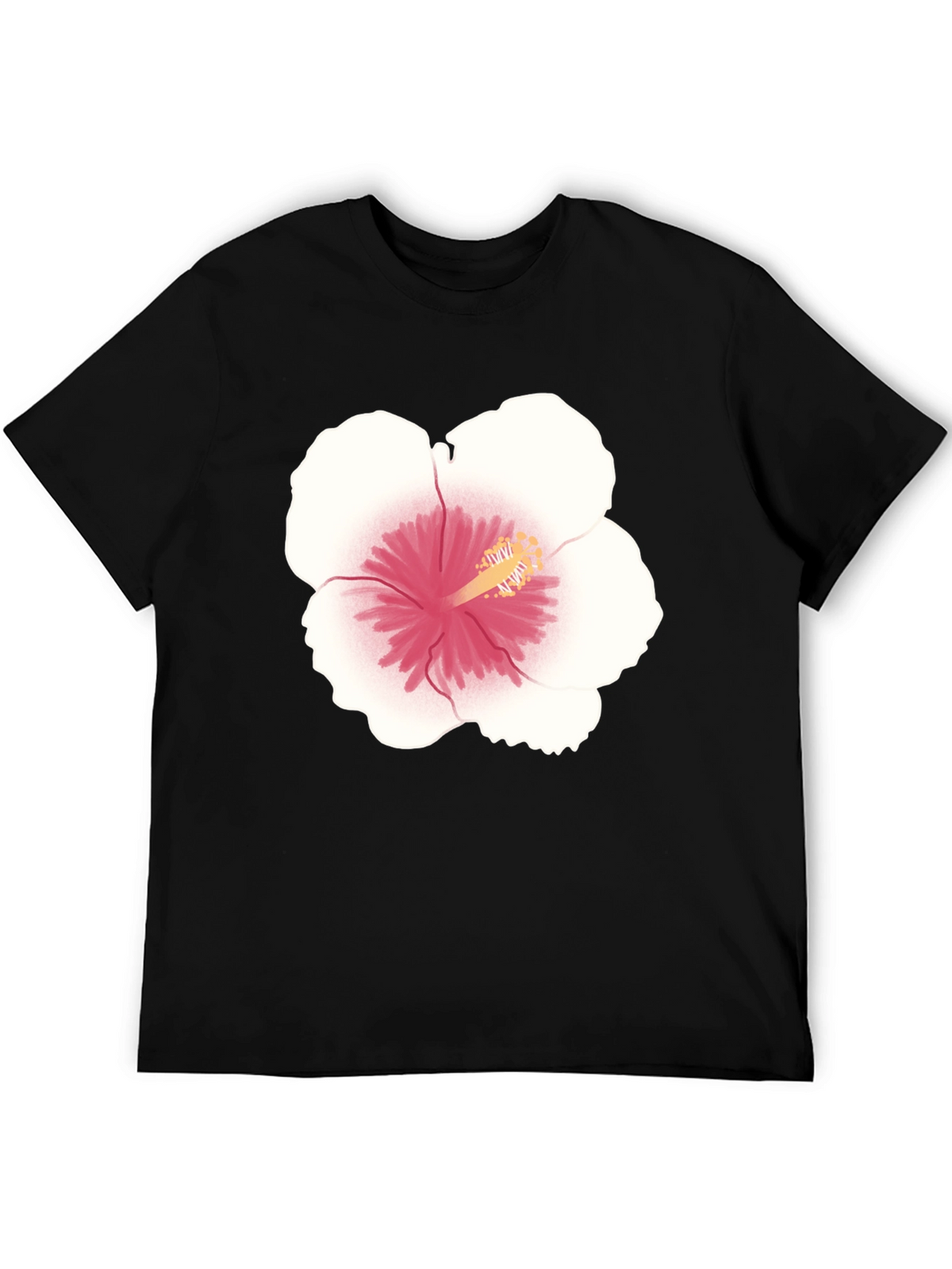 Hibiscus Flower Graphic Tee - Black