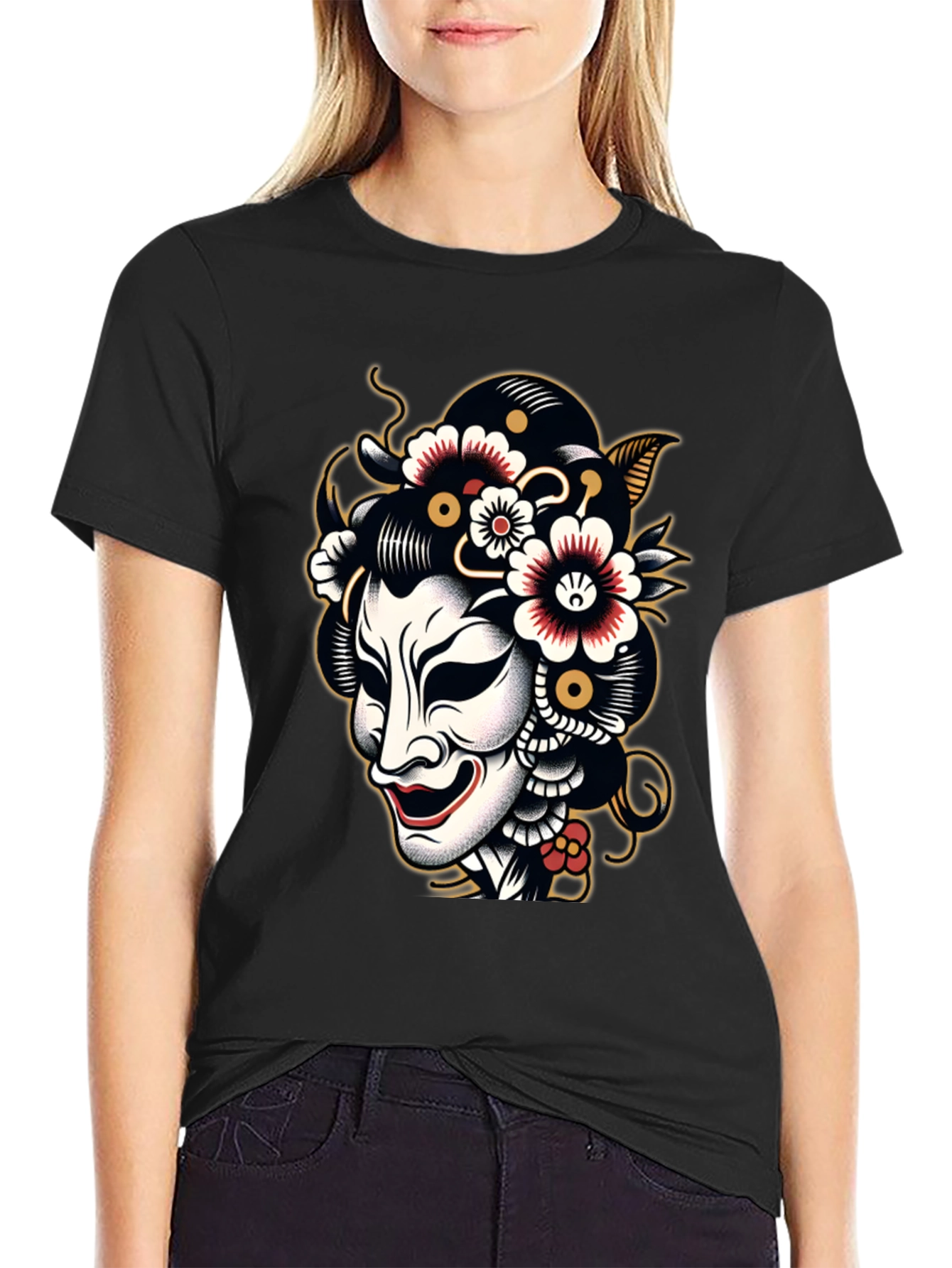 Kabuki Mask Graphic Tee - Black T-Shirt