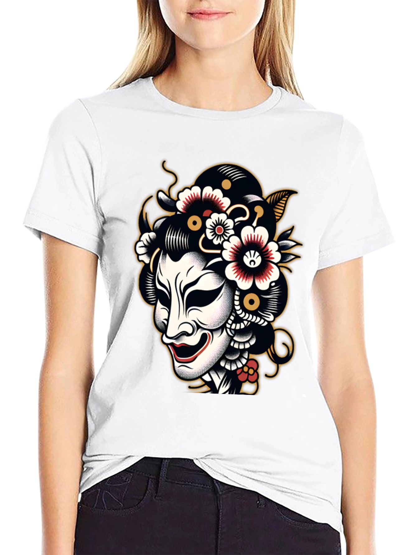 Kabuki Mask Graphic Tee - Black T-Shirt