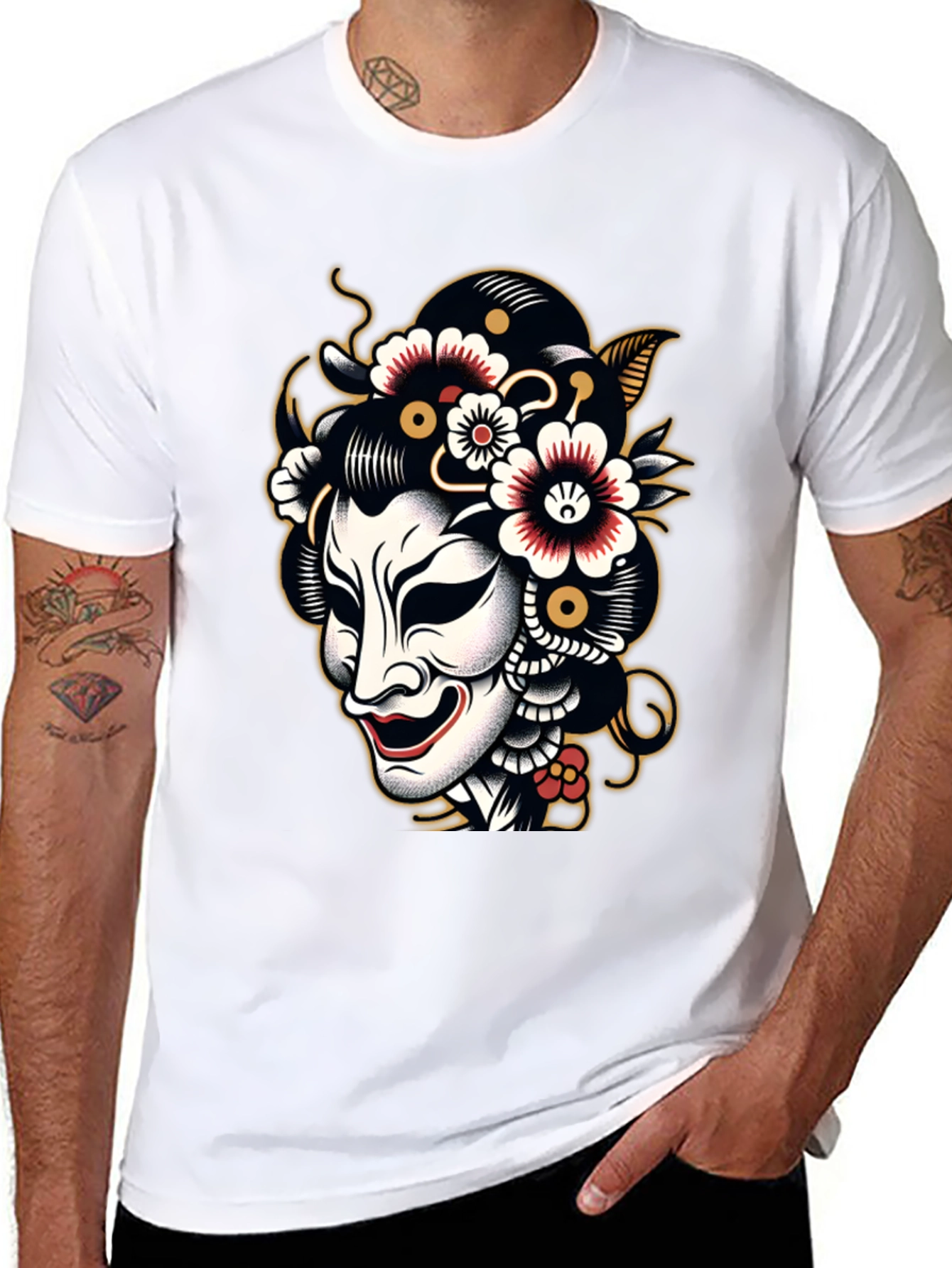 Kabuki Mask Graphic Tee - Black T-Shirt