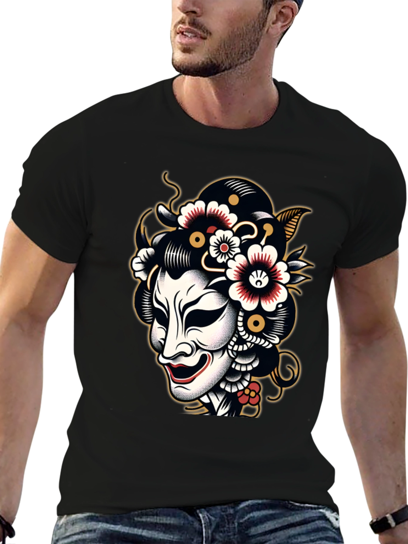 Kabuki Mask Graphic Tee - Black T-Shirt