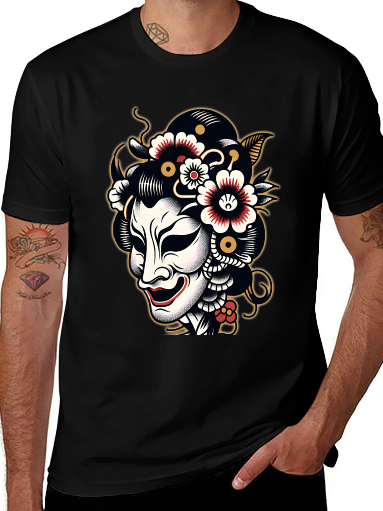 Kabuki Mask Graphic Tee - Black T-Shirt