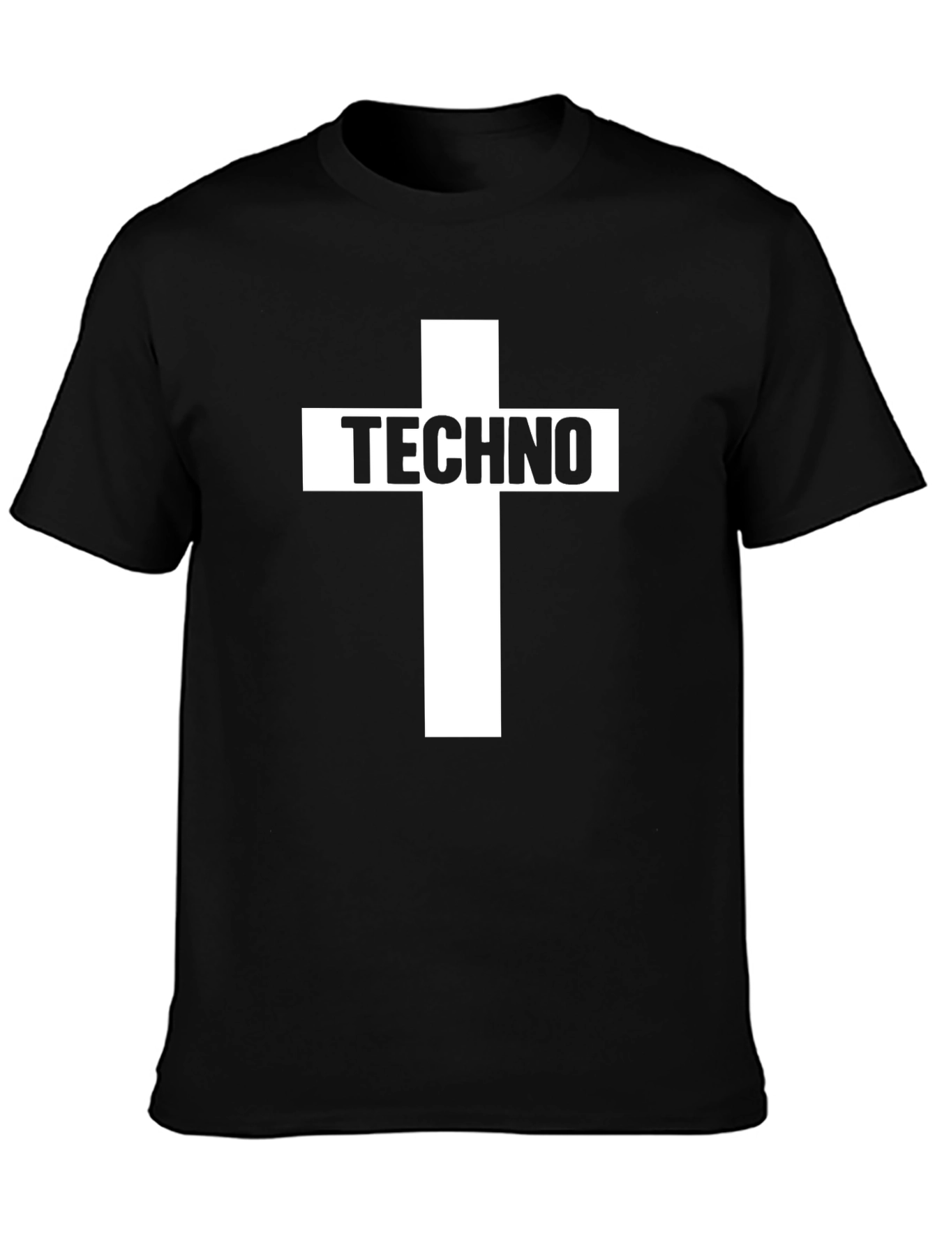 Techno Cross Graphic Black T-Shirt
