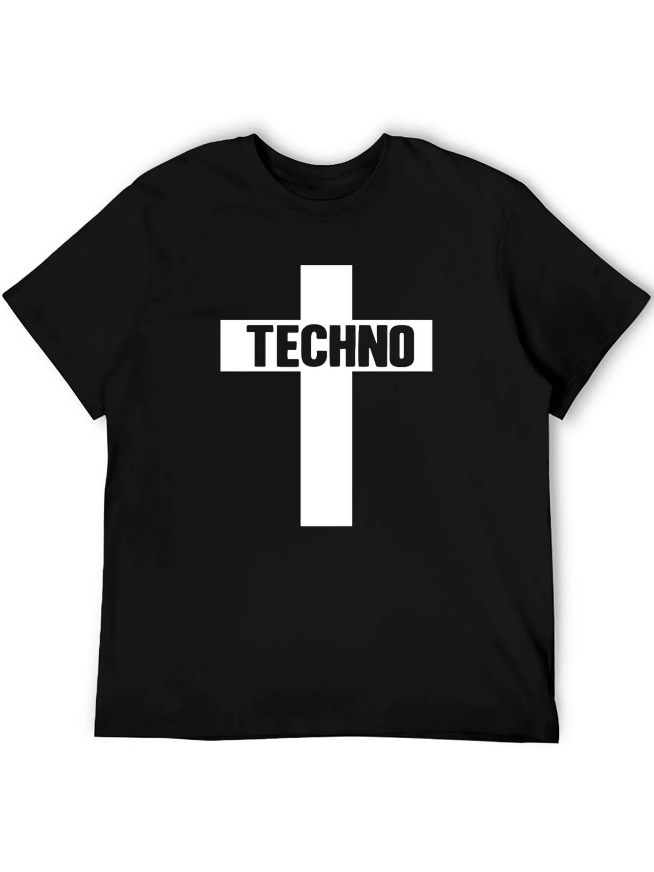 Techno Cross Graphic Black T-Shirt