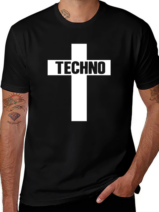 Techno Cross Graphic Black T-Shirt