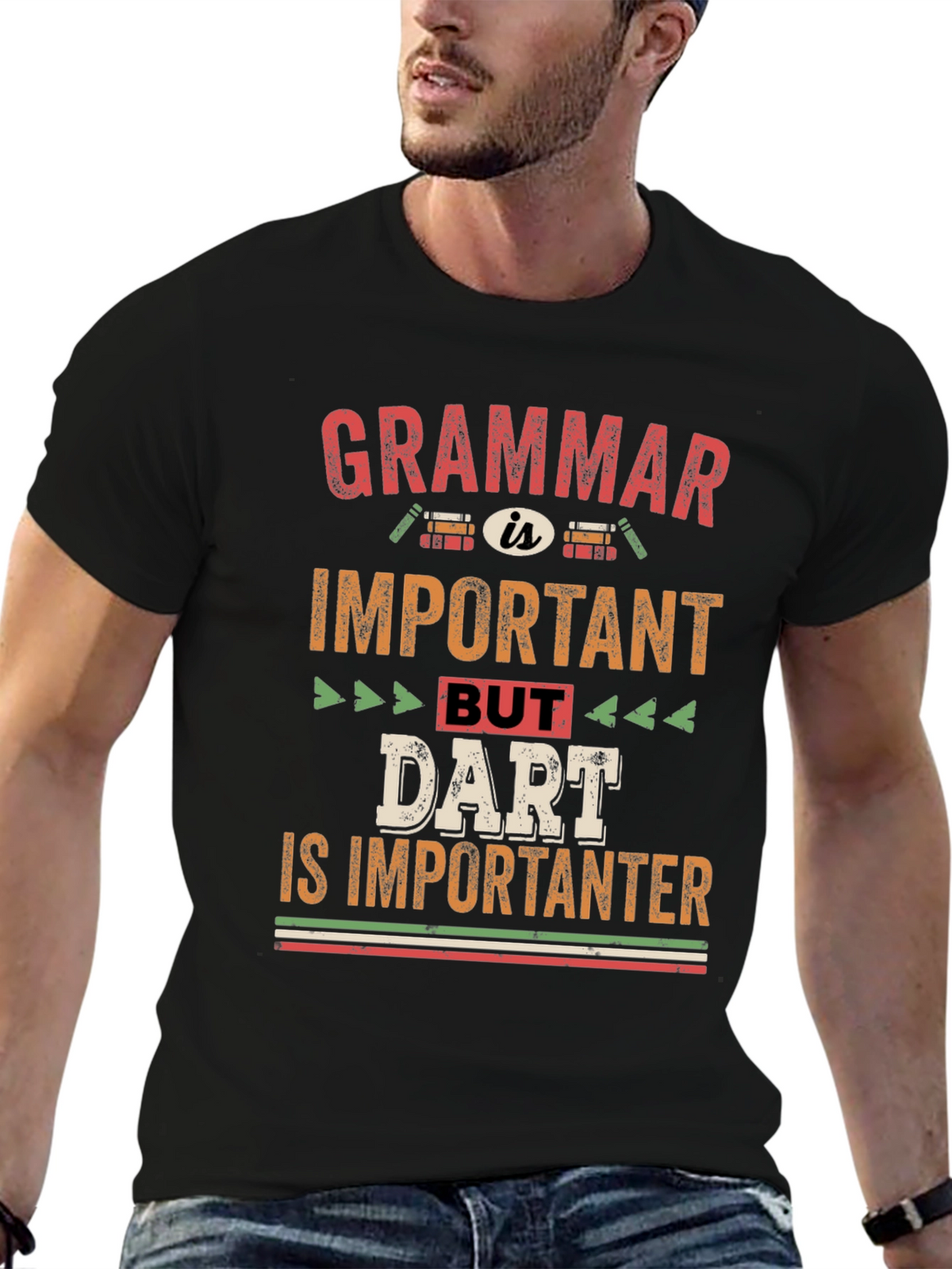 Grammar vs Darts T-Shirt - Funny Dart Player Tee