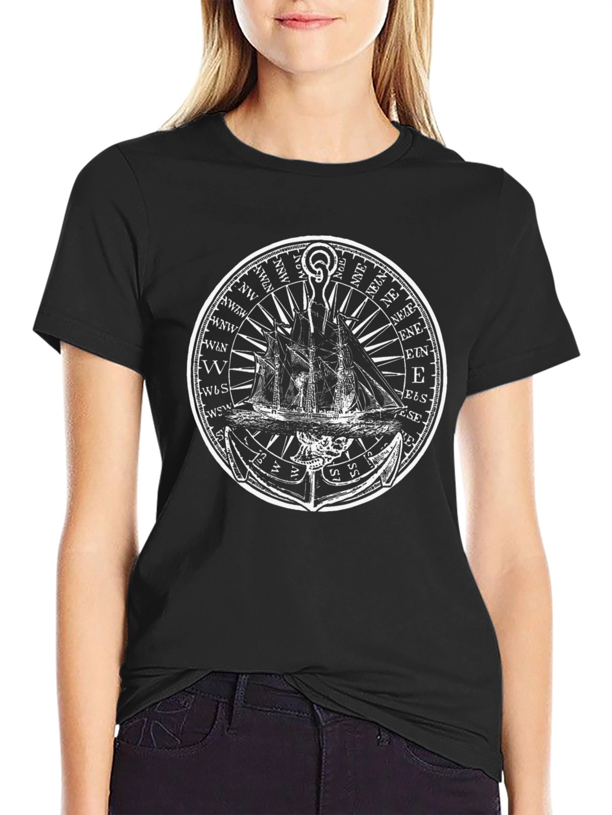 Nautical Ship Compass Graphic T-Shirt