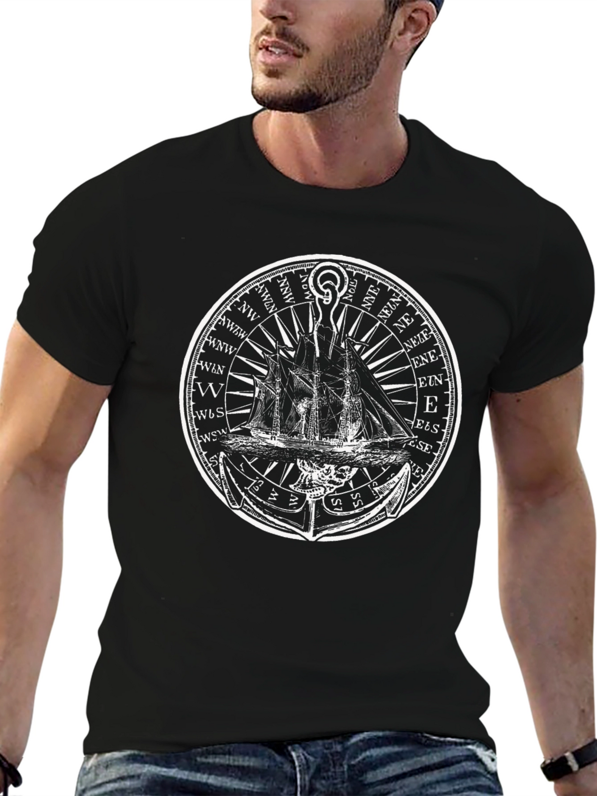 Nautical Ship Compass Graphic T-Shirt