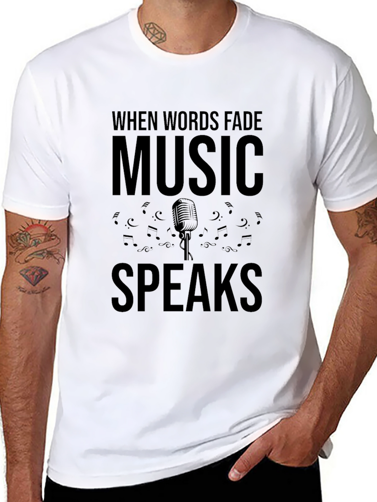 Music Speaks Graphic Tee - Soft Black Cotton T-Shirt