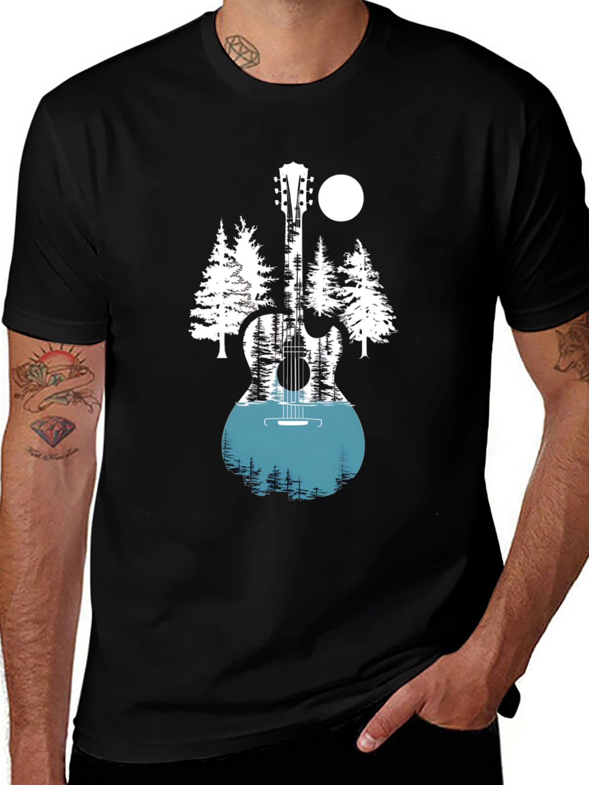 Nature Guitar Graphic Tee - Black