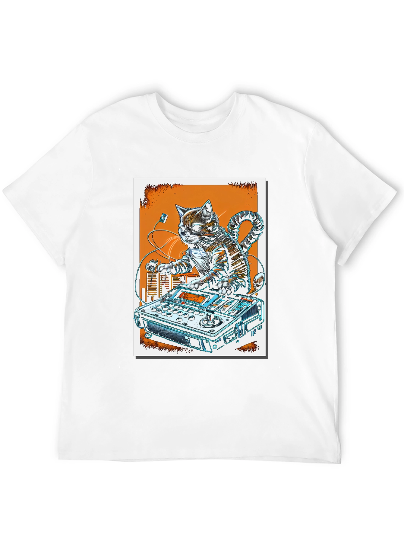 DJ Cat Graphic T-Shirt - Cool Music Lover Tee