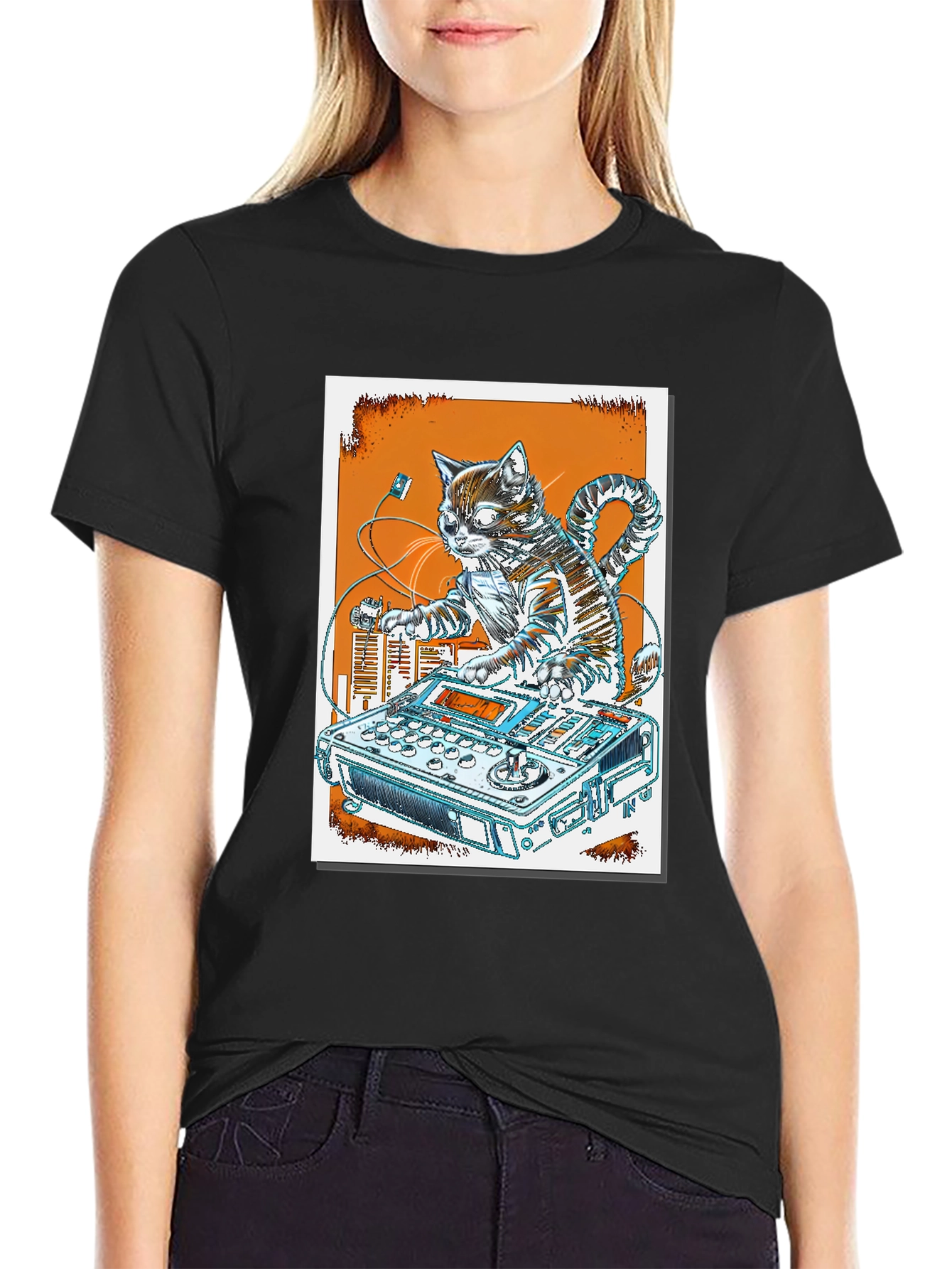 DJ Cat Graphic T-Shirt - Cool Music Lover Tee