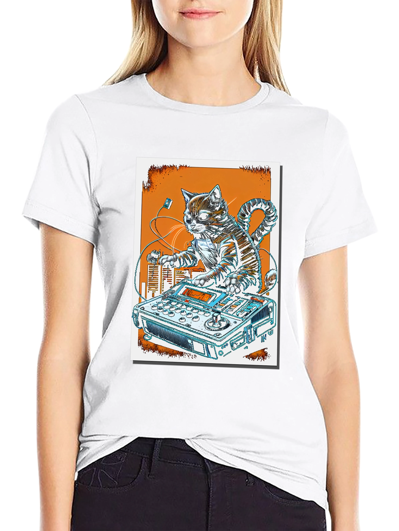 DJ Cat Graphic T-Shirt - Cool Music Lover Tee
