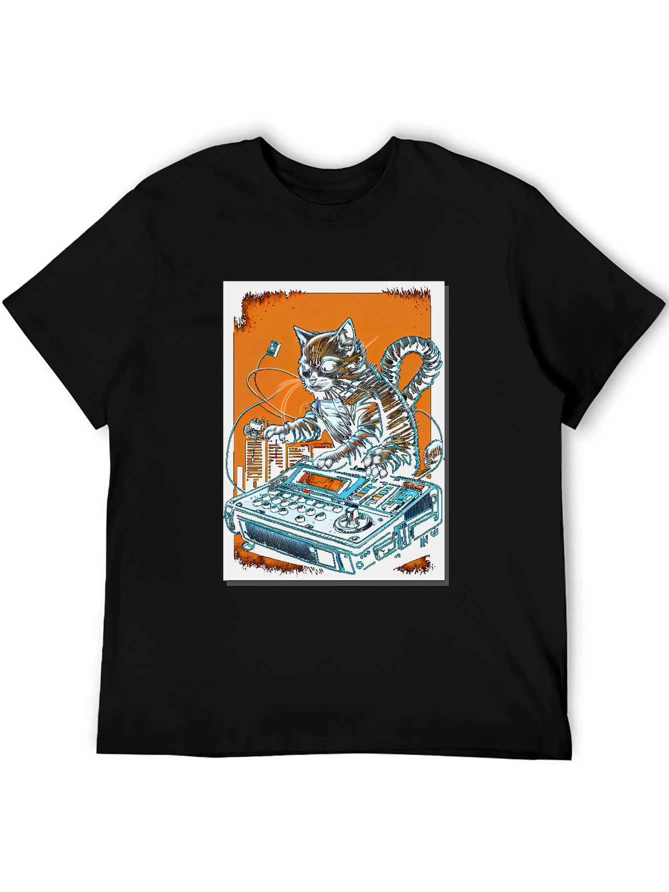 DJ Cat Graphic T-Shirt - Cool Music Lover Tee