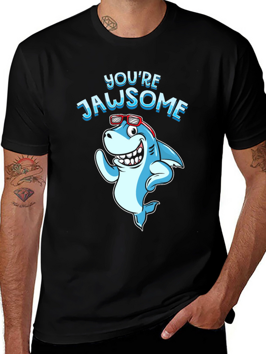 Youre Jawsome Shark Graphic Tee - Black Cotton T-Shirt