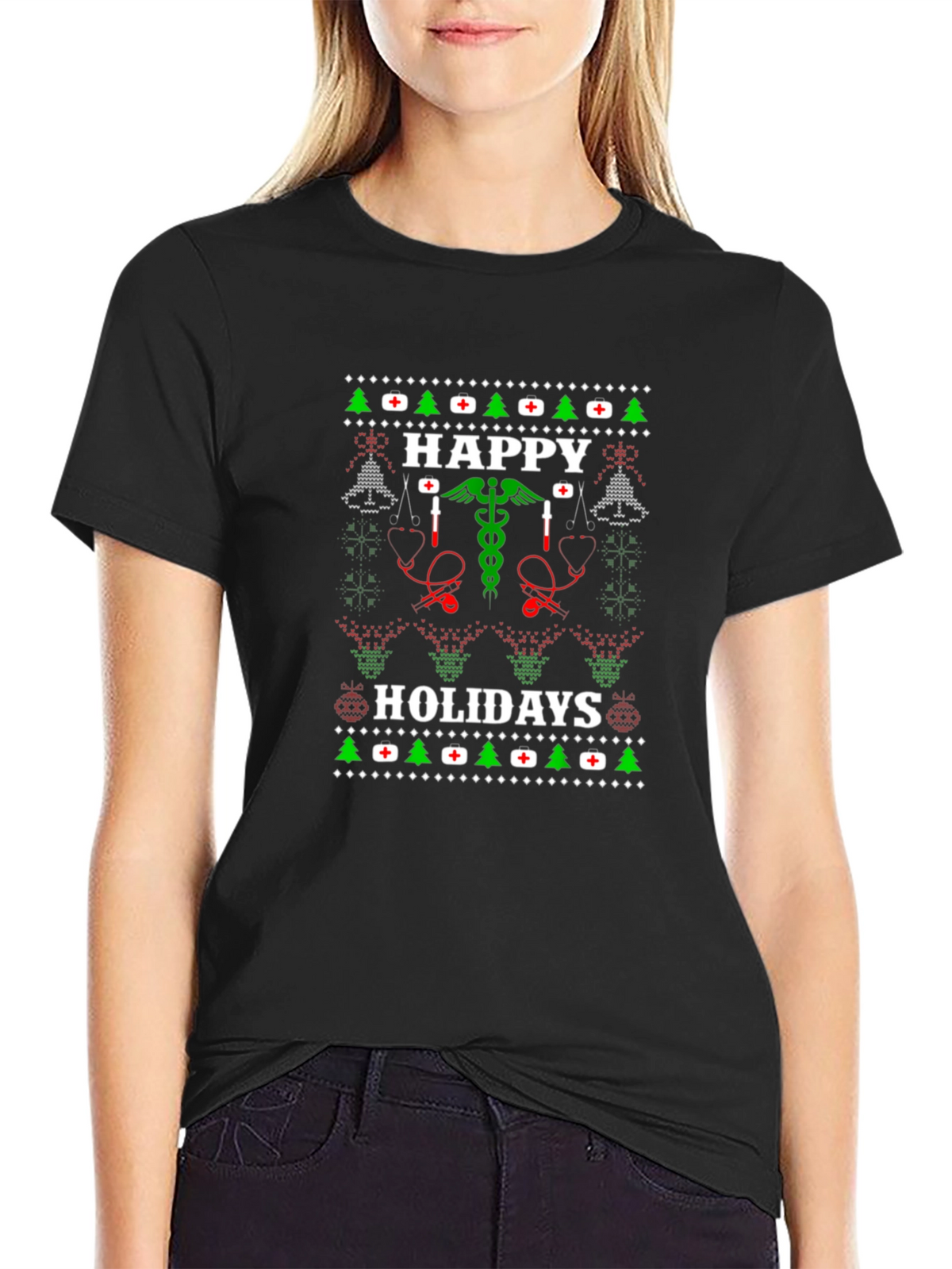 Happy Holidays Medical Ugly Christmas T-Shirt