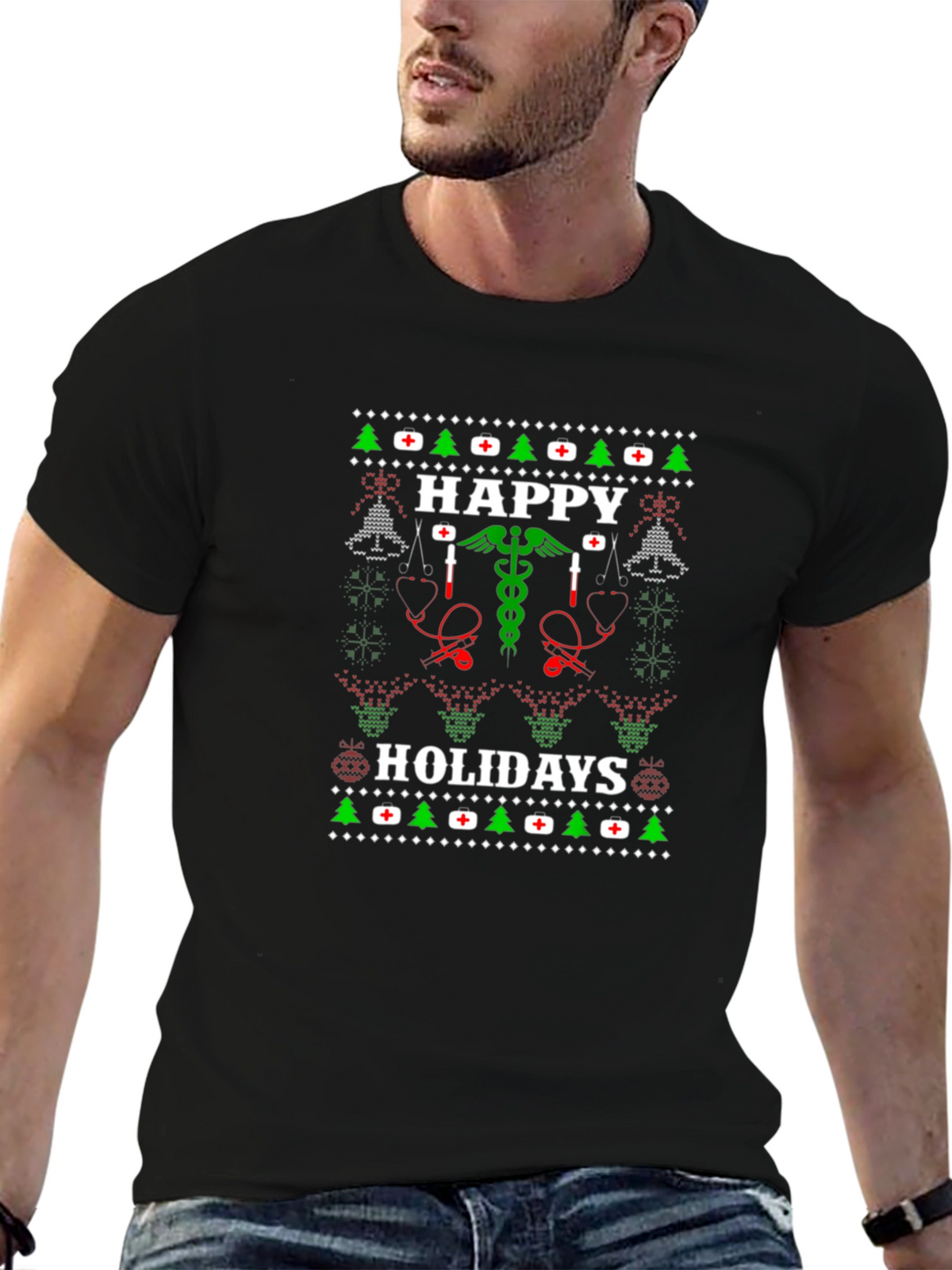 Happy Holidays Medical Ugly Christmas T-Shirt