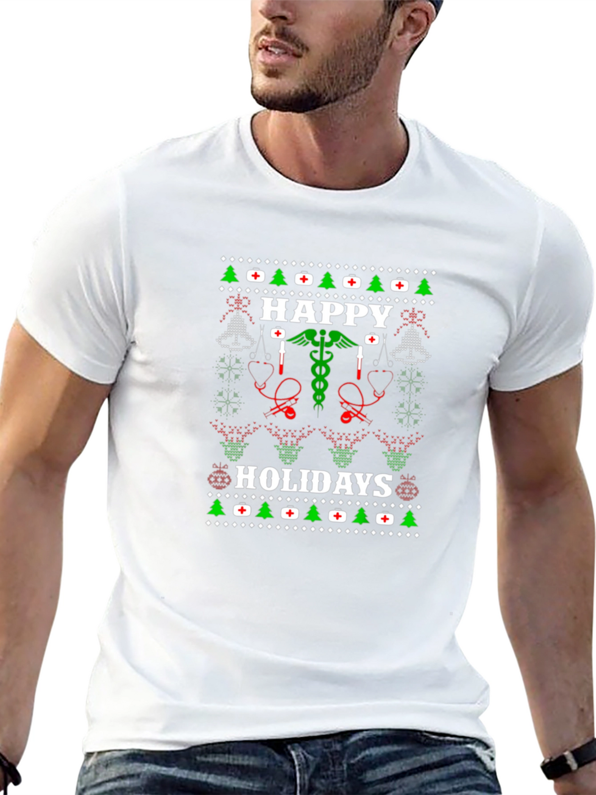 Happy Holidays Medical Ugly Christmas T-Shirt