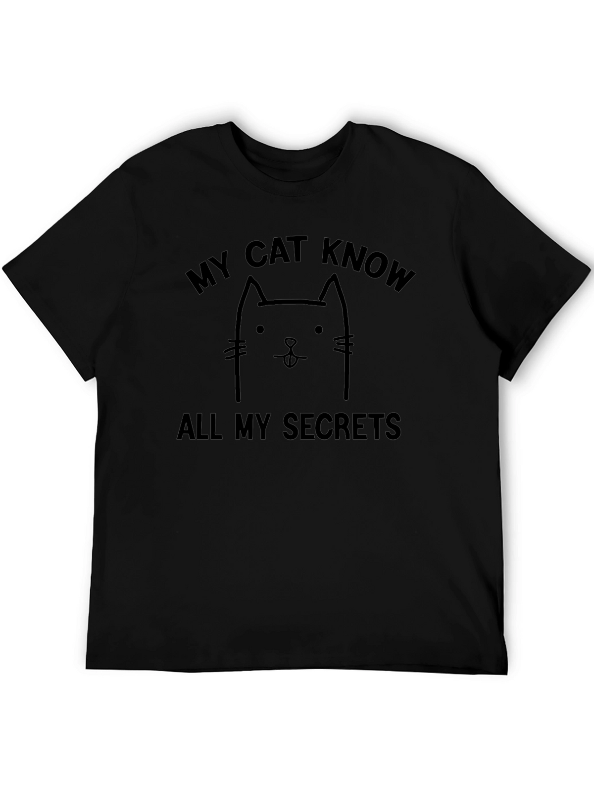 My Cat Knows All My Secrets Black Graphic Tee