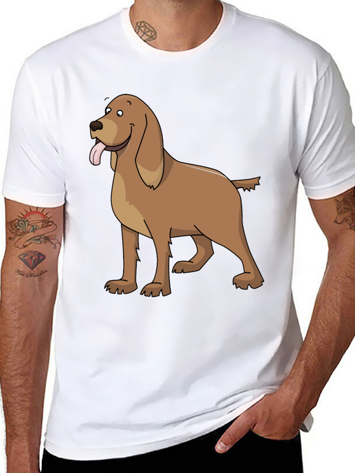 Dog Cartoon Graphic Tee - Casual Black T-Shirt