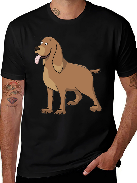 Dog Cartoon Graphic Tee - Casual Black T-Shirt