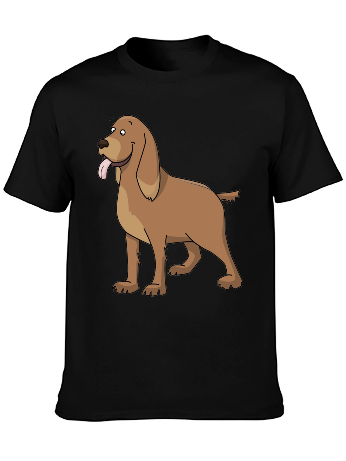 Dog Cartoon Graphic Tee - Casual Black T-Shirt