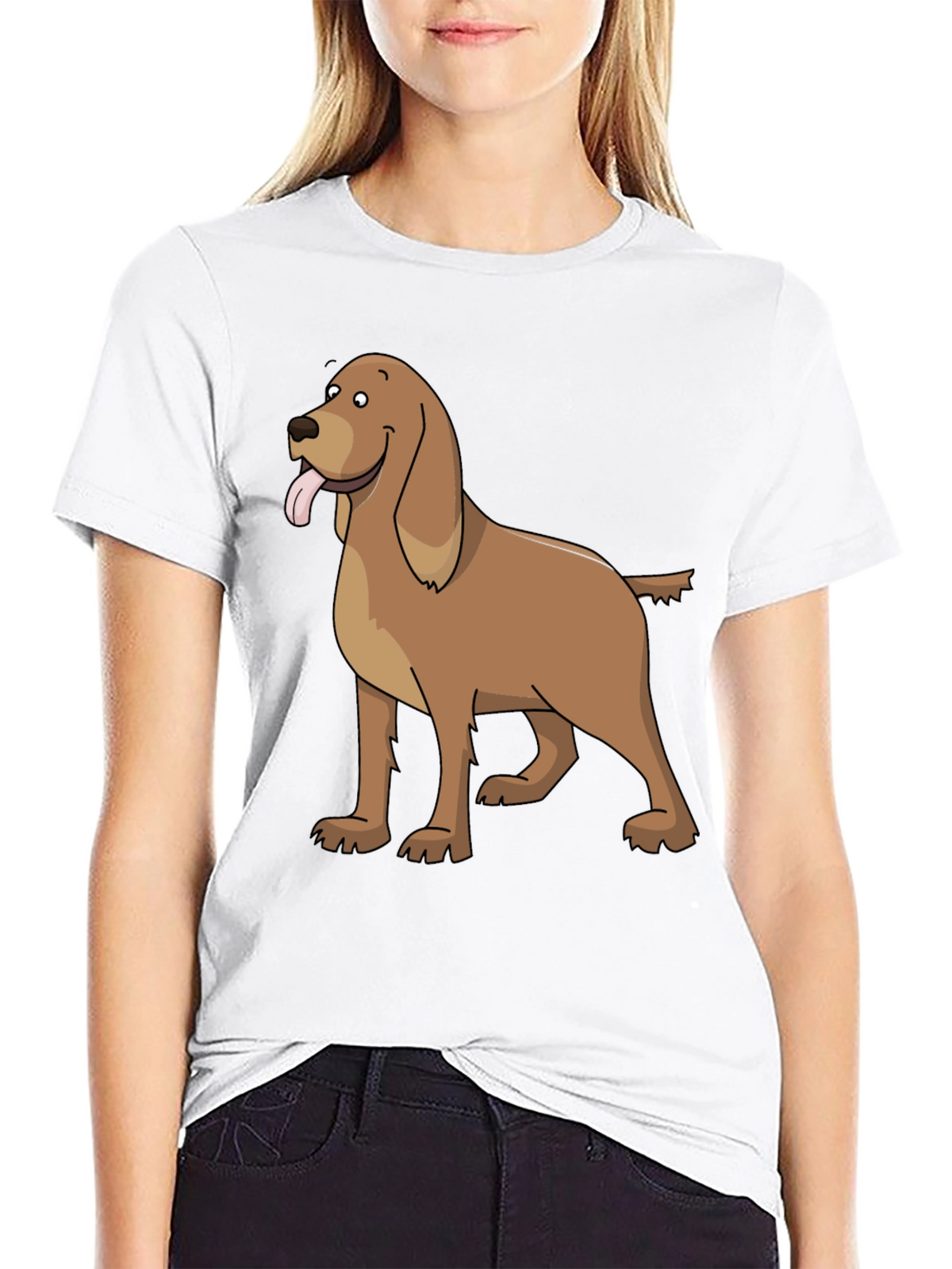 Dog Cartoon Graphic Tee - Casual Black T-Shirt