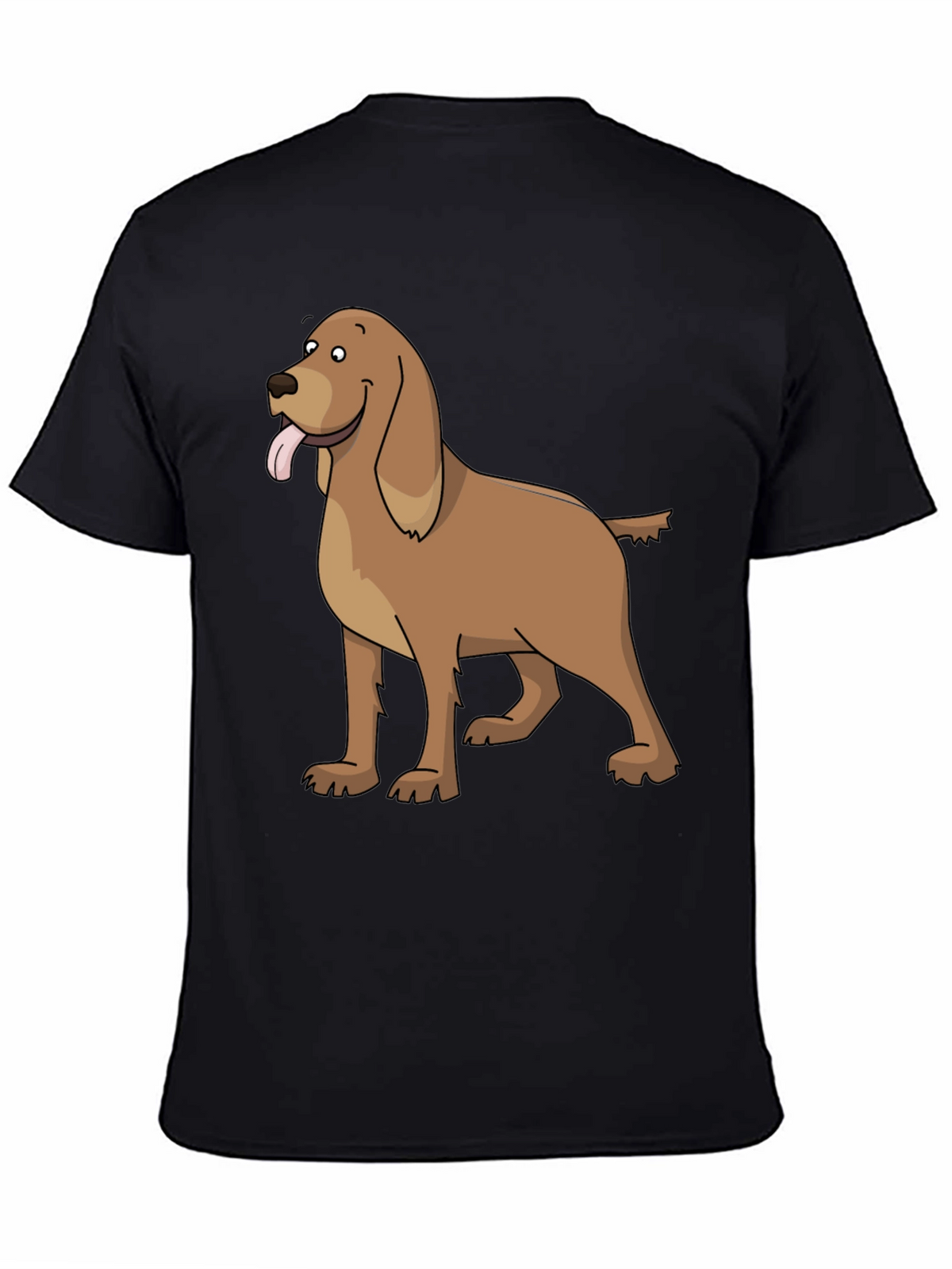 Dog Cartoon Graphic Tee - Casual Black T-Shirt