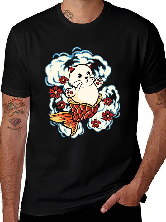 Cat Koi Fish Graphic Tee - Unique Design