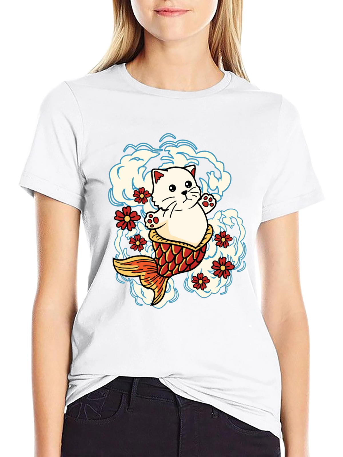 Cat Koi Fish Graphic Tee - Unique Design