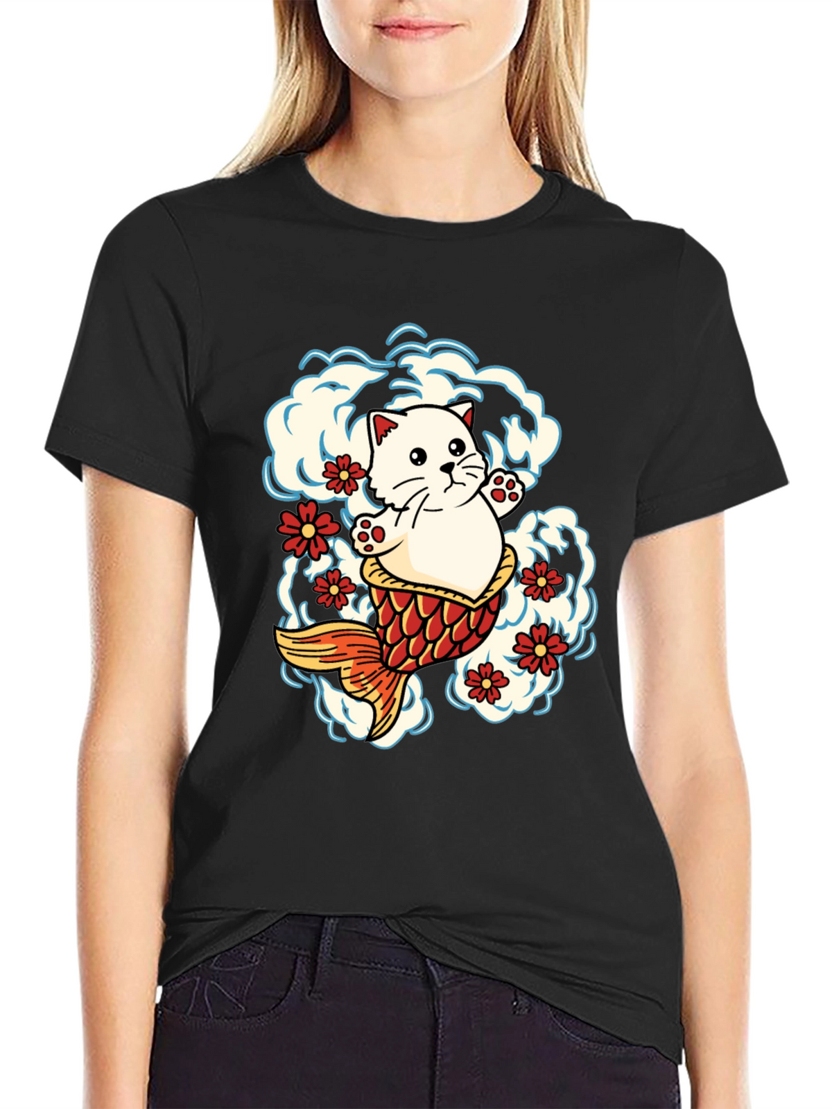 Cat Koi Fish Graphic Tee - Unique Design