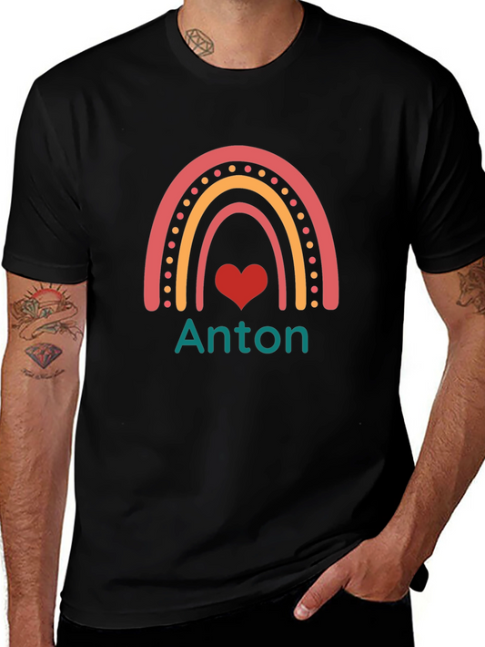 Personalized Anton Rainbow Heart T-Shirt