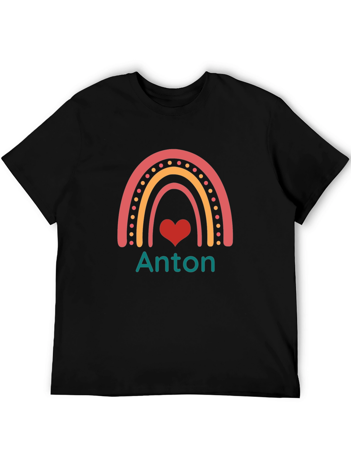Personalized Anton Rainbow Heart T-Shirt
