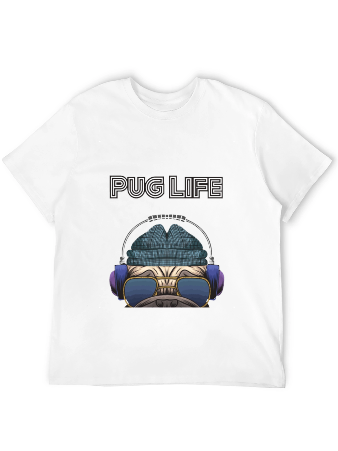Pug Life T-Shirt: Cool Dog with Headphones