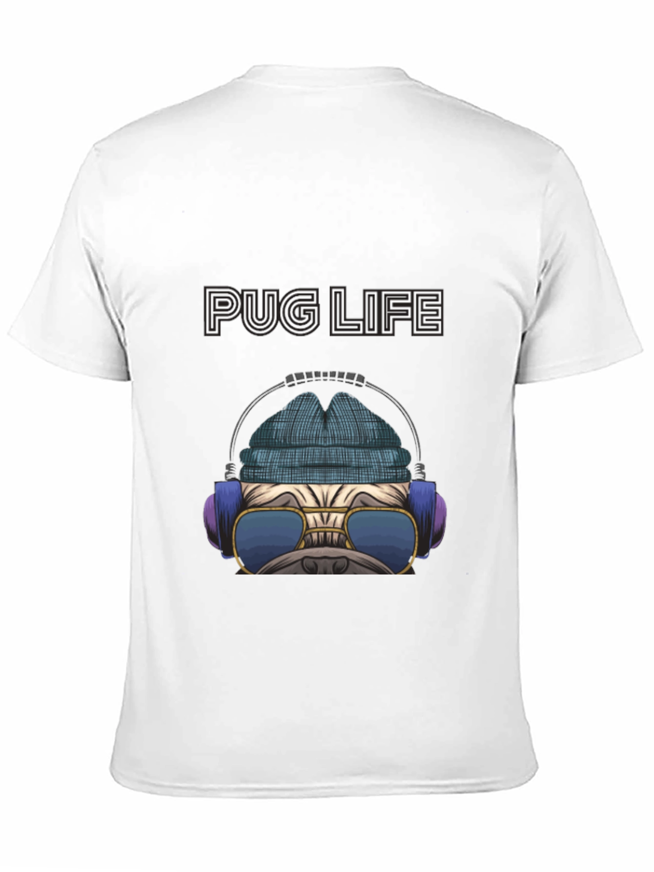 Pug Life T-Shirt: Cool Dog with Headphones