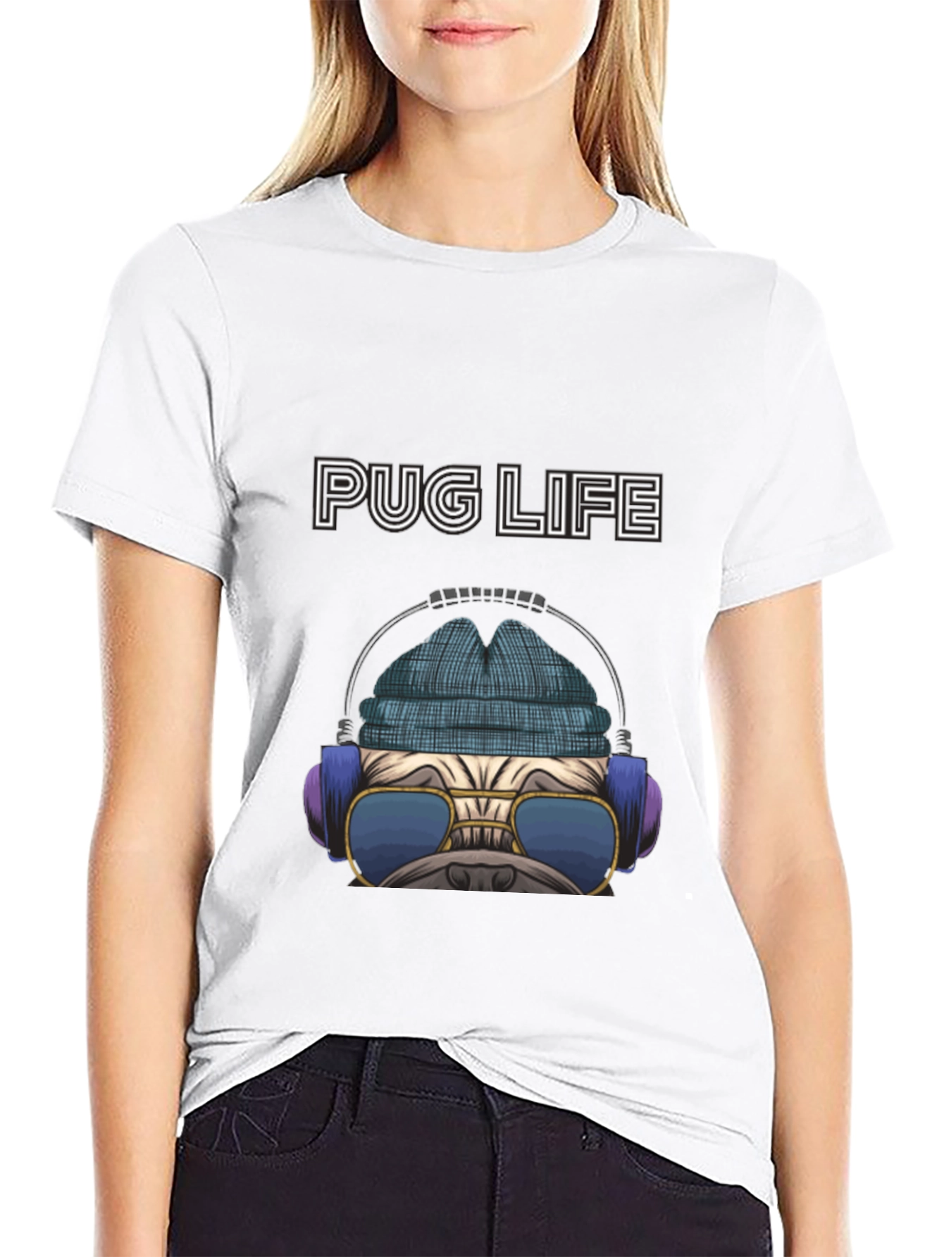 Pug Life T-Shirt: Cool Dog with Headphones