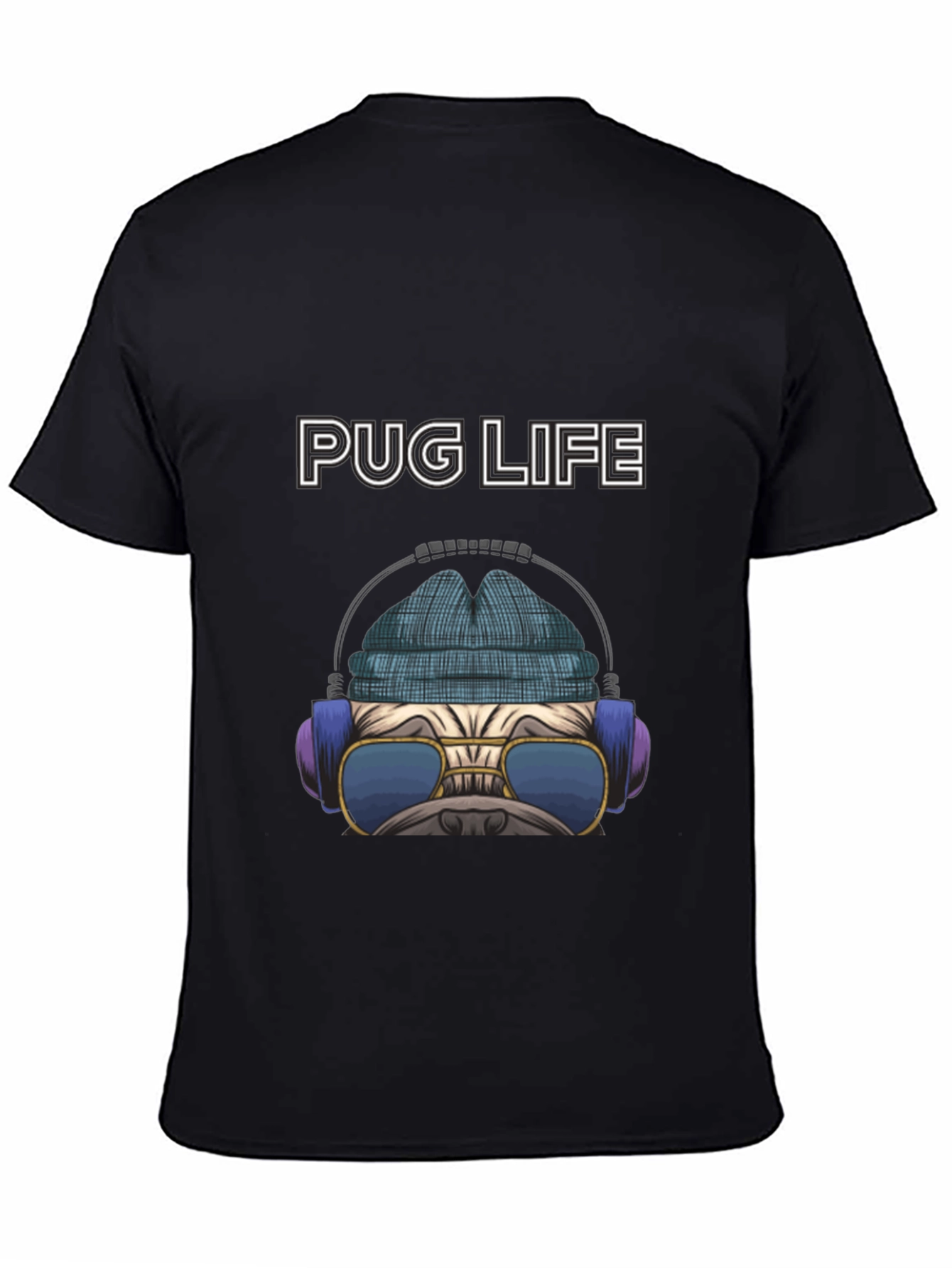 Pug Life T-Shirt: Cool Dog with Headphones