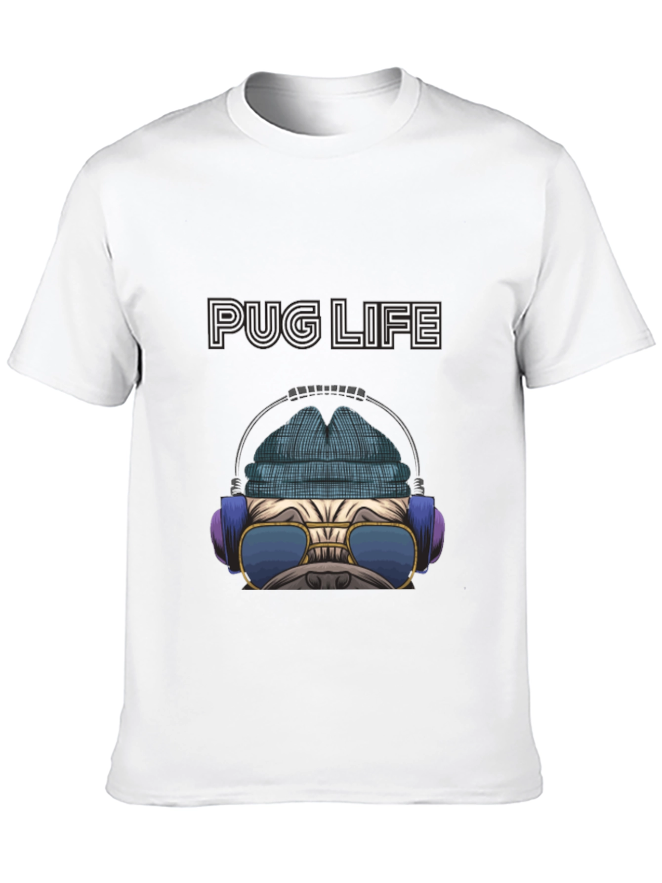 Pug Life T-Shirt: Cool Dog with Headphones
