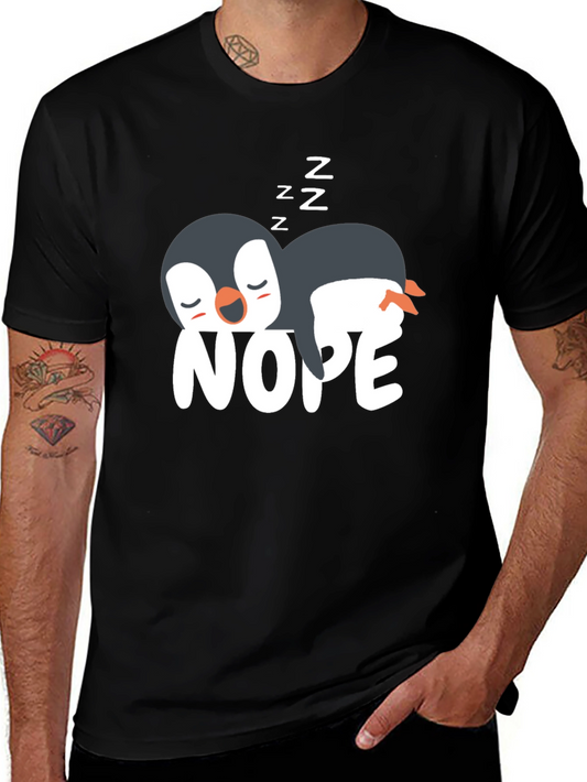 Nope Penguin T-Shirt - Funny Sleepy Penguin Tee
