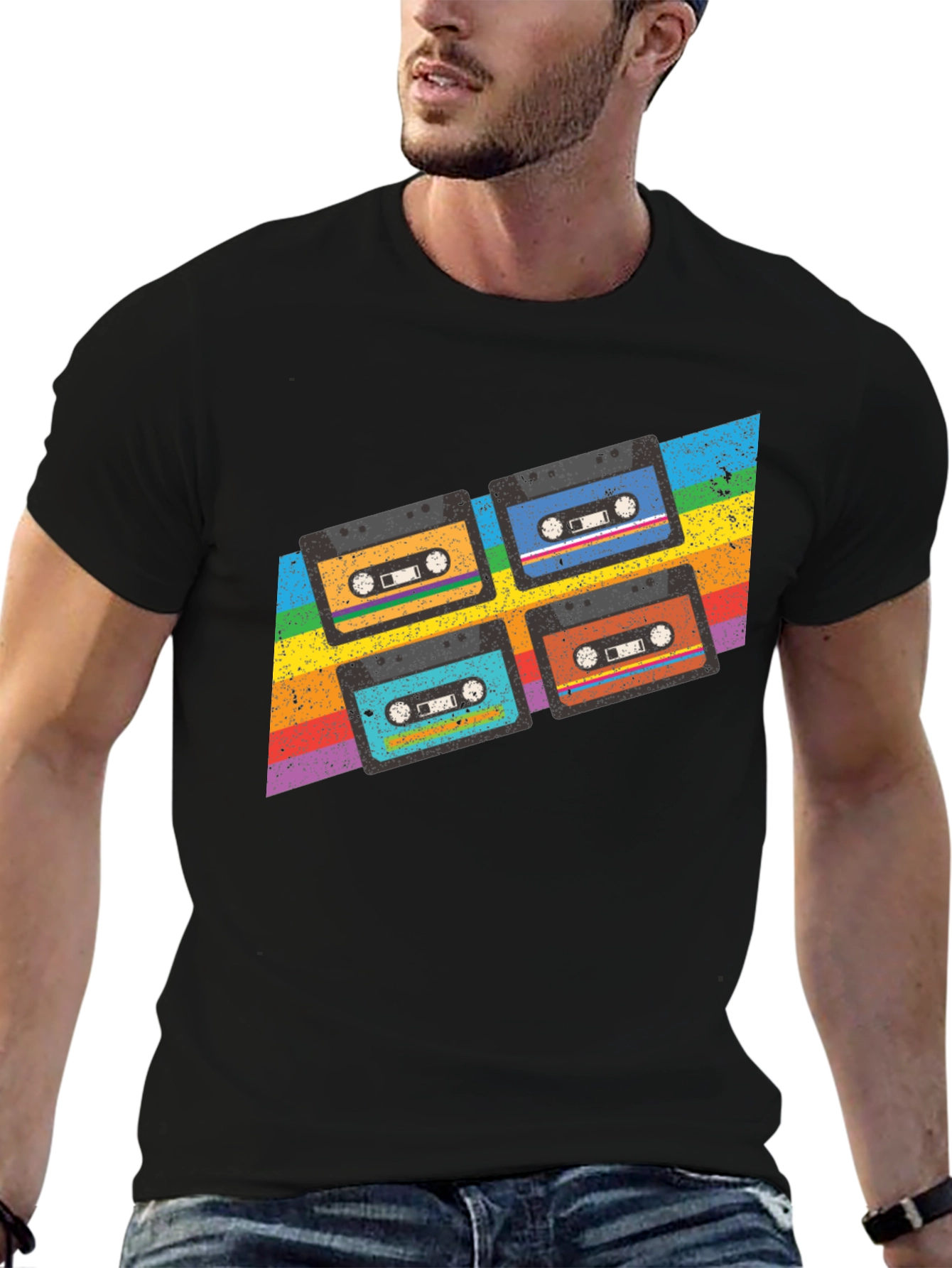 Retro Cassette Tape Rainbow T-Shirt