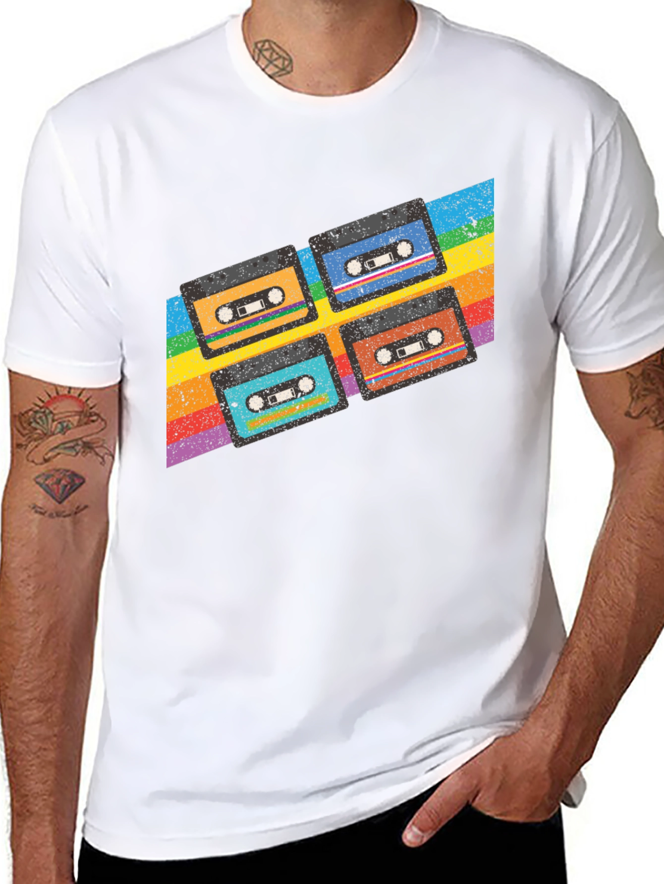 Retro Cassette Tape Rainbow T-Shirt