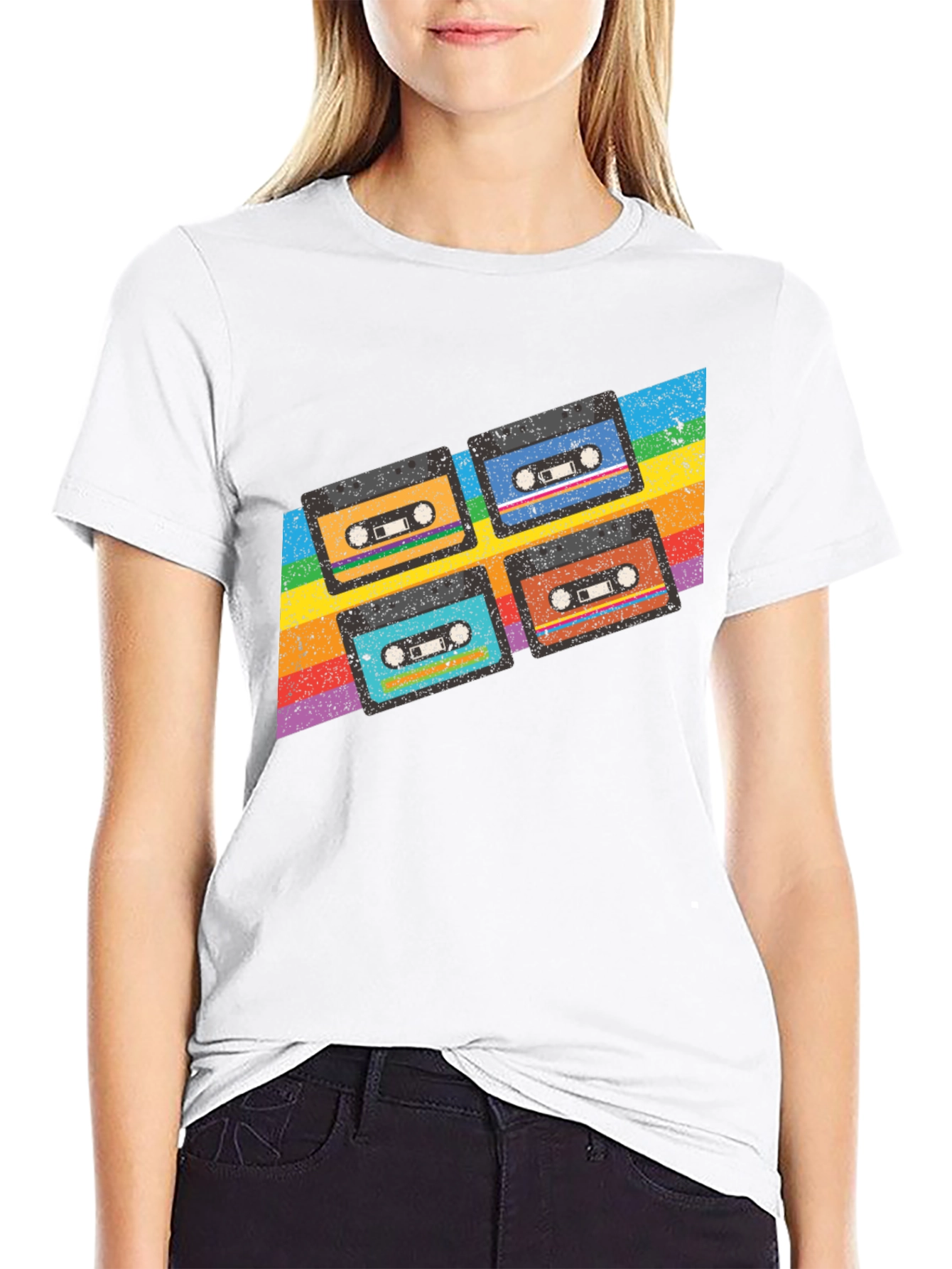 Retro Cassette Tape Rainbow T-Shirt